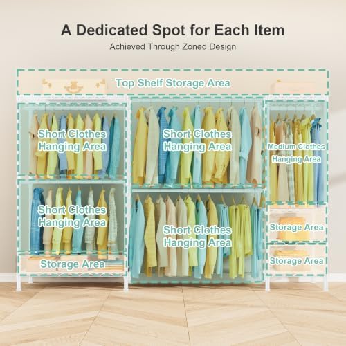 SEMHOR E01 Expandable Heavy Duty Clothes Rack, Free Standing Closet System - Image 6