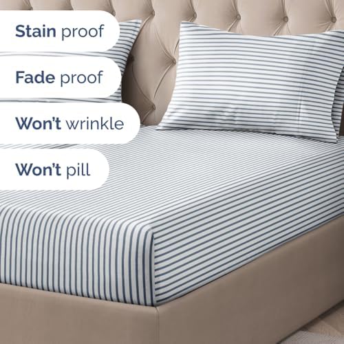 Split King 5 Piece Striped Sheet Set - Image 6