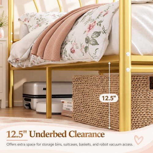 IMMERSTABLE Twin Metal Bed Frame, Heart-Shaped Platform Bed - Image 4