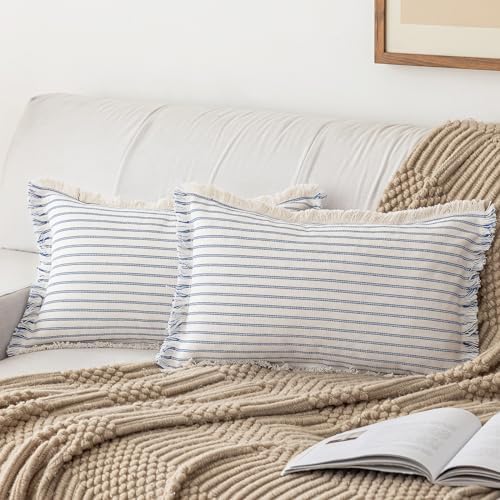 YEENAASY Throw Pillow Covers 12x20 Boho Striped Pillow Cases by YEENAASY