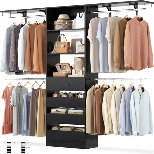 Aheaplus Closet System, 8FT Wood Closet Organizer System by Aheaplus