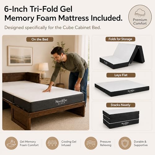 NIGHT & DAY Furniture Murphy Cube Cabinet Bed Queen - Image 7