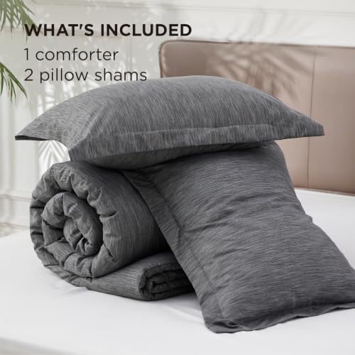 Bedsure Dark Grey Full Size Comforter Set, Cationic Dyed Bed Set 3 Pcs - Image 7