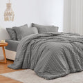 Love's cabin Seersucker Grey King Size Comforter Set, 7-Piece Bed in a Bag by Lovescabin