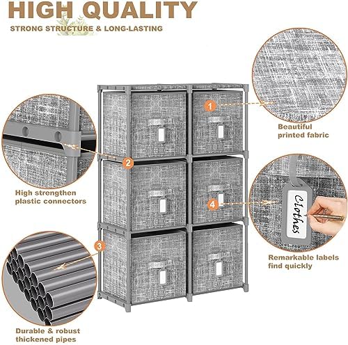 Cube Storage Organizer Shelf + 6 Bins + Labels - Image 6