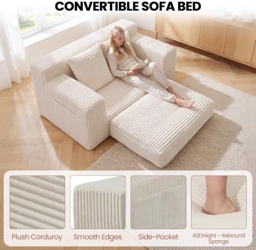 Small Boneless Couch, Boneless Loveseat Convertible Sofa Bed Sleeper Sofa Couch - Image 6