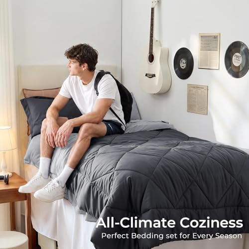 HEVUMYI 5-Piece Twin XL Comforter Set, Dark & Light Grey Bed in a Bag - Image 4