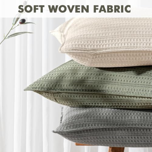 Decorative Waffle Euro Sham Pillow Covers 24x24 Dark Grey 2 Pack - Image 3