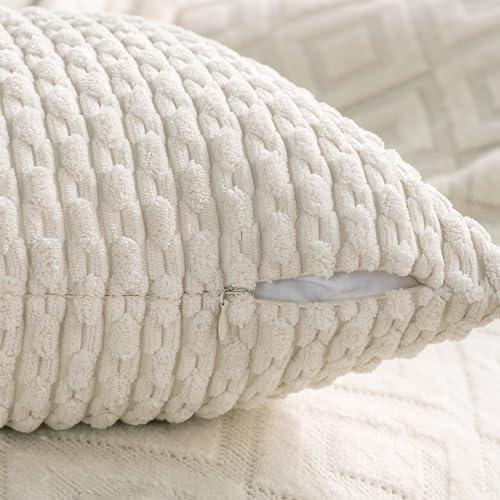 Set of 4 Neutral Decorative Throw Pillow Covers 12x20 Inch Corduroy Pillow - Image 6