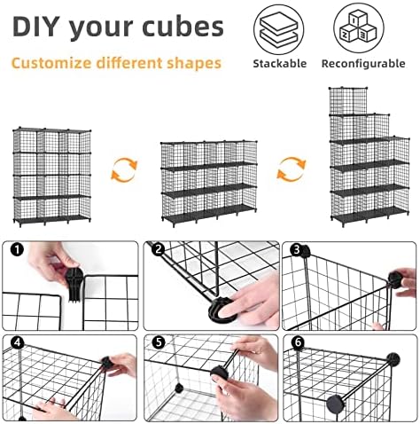 AWTATOS Wire Cube Storage, Closet Organizer, 12 Cube Storage Shelf - Image 6