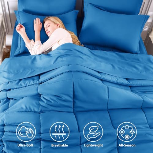 CozyLux Full Size Comforter Sets, 7-Piece Bed in a Bag, Royal Blue - Image 2
