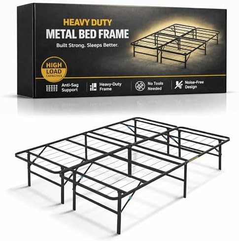 Greaton, 14-Inch Foldable Metal Platform Bed Frame by Greaton