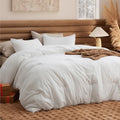 Bedsure Comforter Set Full Prewashed Soft Bedding Set 3Pcs White 82"x86" by BEDSURE