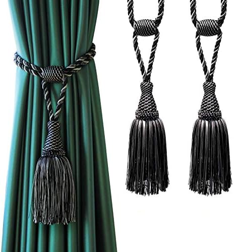 2Pack Curtain Tiebacks Handmade Elegant Tassel Drape Holdbacks-Mix Black by fenghuangwu