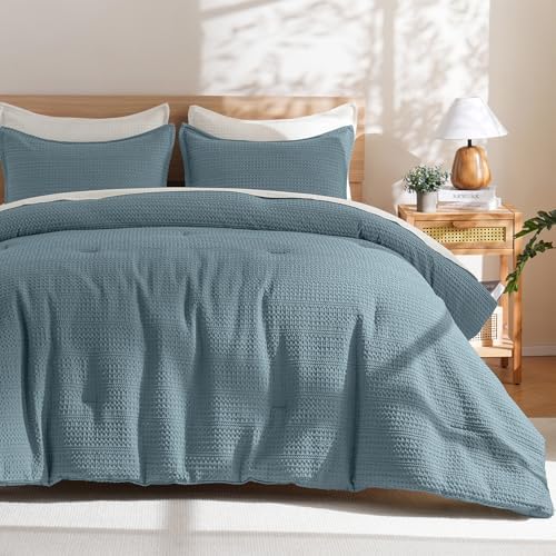 PHF Soft Waffle Comforter Set King Size- Comfy Breathable Waffle Weave Comforter by PHF