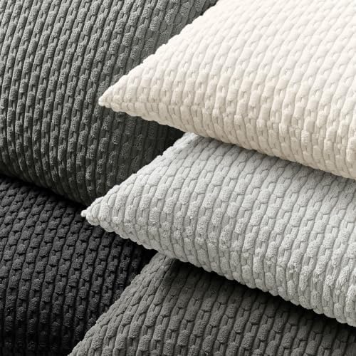 Kevin Textile Soft Corduroy 12"x20" Lumbar Pillow Cover 1 Pack, Light Grey - Image 4