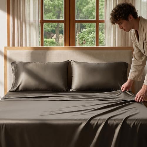 EverGrace 100% Rayon from Bamboo Sheet Set, King Size, Dark Brown - Image 4