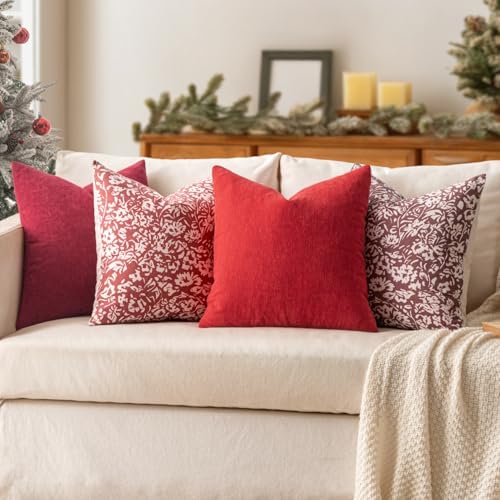 MIULEE Christmas Red Chenille Couch Throw Pillow Covers - Image 2