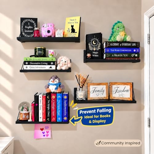 BAYKA Wall Mounted Black Floating Shelves - Image 4