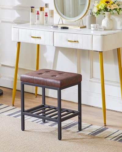 IBUYKE Rectangular Makeup Stool, PU Seat Vanity Chair, Dark Brown WBD017Z - Image 4