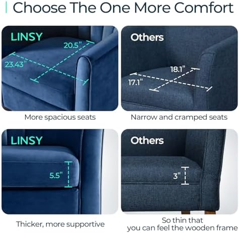 LINSY Accent Chair with Ottoman, Modern Armchair Comfy Barrel Reading Chair - Image 5