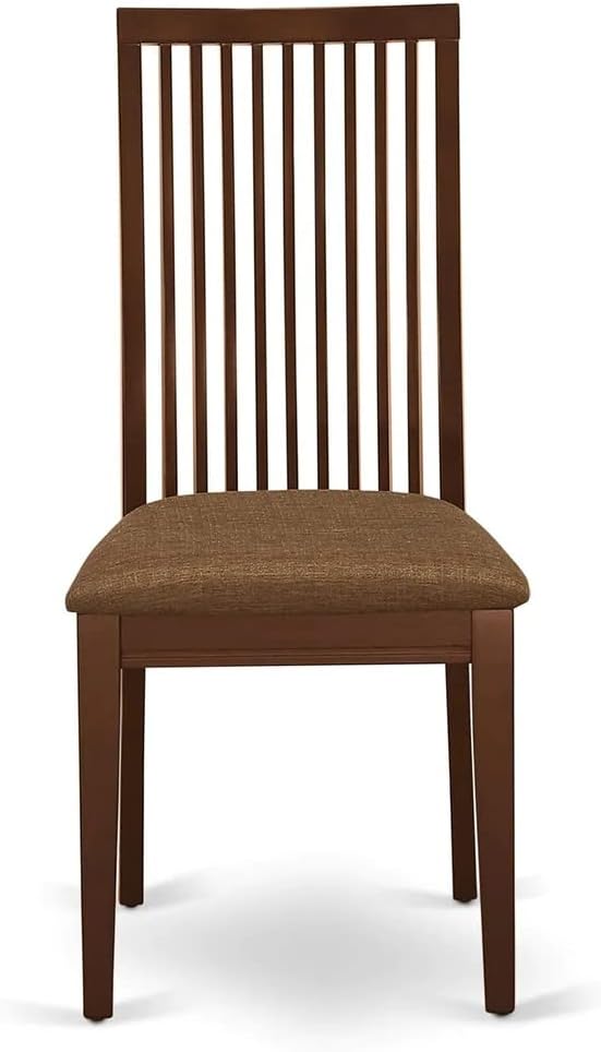 East West Furniture HBIP5-MAH-C 5 Piece Dinette Set for 4 Includes a Round Dining Room Table with Pedestal and 4 Linen Fabric Upholstered Dining Chairs, 42x42 Inch, Mahogany