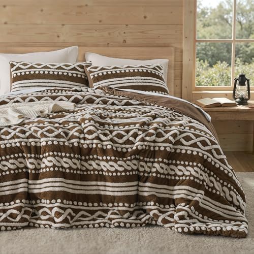 Wonderful Tufted Boho Comforter King, 3 Piece Flannel Fair Isle Geometric by WonderfulBeddingforSleeping