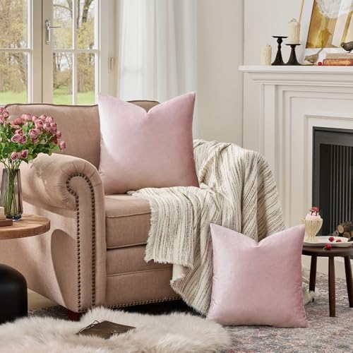 GIGIZAZA Sweet Lilac Velvet Throw Pillow Covers 22x22 Pack of 2 - Image 3