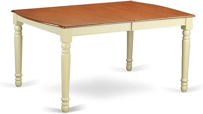 East West Furniture DOQU9-WHI-W 9 Piece Dining Set Includes a Rectangle Dining Room Table with Butterfly Leaf and 8 Kitchen Chairs, 42x78 Inch, Buttermilk & Cherry