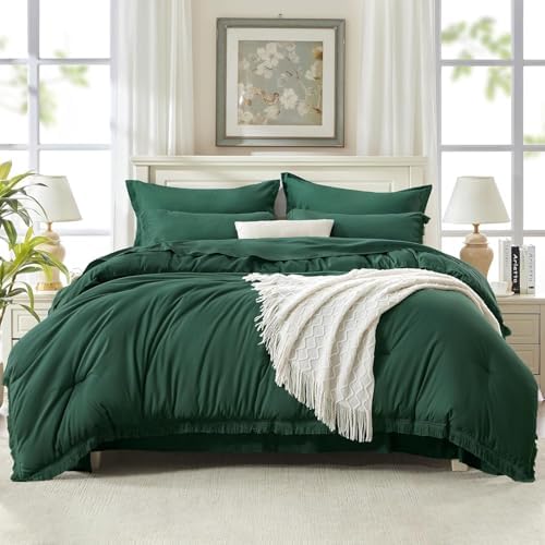 Andency Oversized King Comforter Set, 7 Pieces Emerald Green Bedding - Image 4