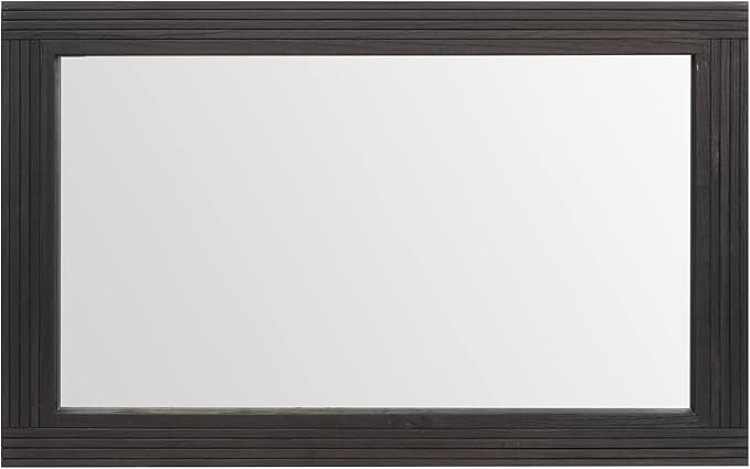 YOSHOOT Hand-Made Wooden Spliced Wall Mirror for Bathroom, Rustic Farmhouse Vanity Mirror, Décor Wall Art, Solid Wood Frame, Vertical or Horizontal Hanging, 60" x 30", Black