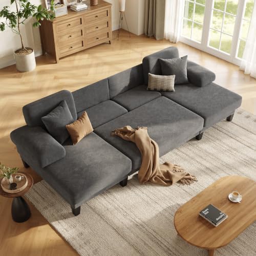 112'' U Shaped Sectional Couch, Sleeper Sofa by Asahree
