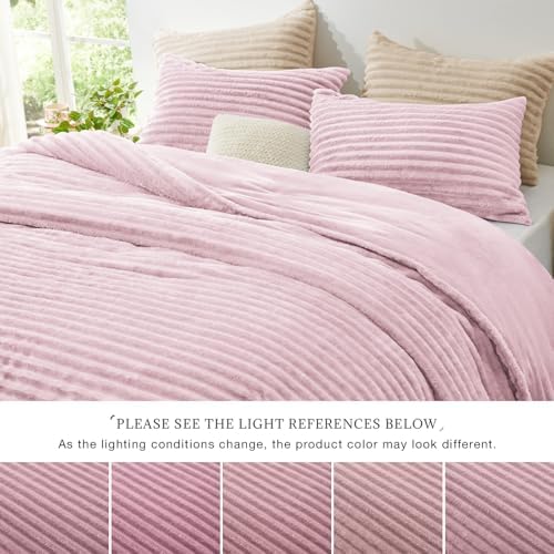 EXQ Home Fluffy Comforter Set Full Size, 3 Pieces Bed Set, Purplish Pink - Image 5