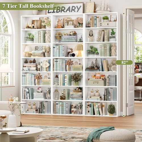 FACBOTALL 82" Tall Bookshelf White Bookcase, 7-Tier Open Display Shelves - Image 5