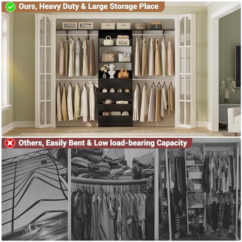 Aheaplus Closet System, 8FT Wood Closet Organizer System - Image 5