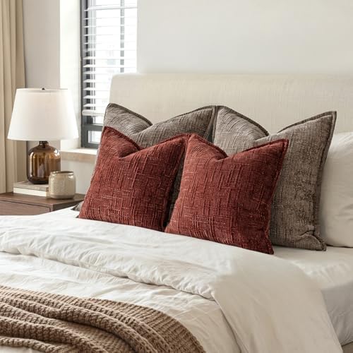 MIULEE Textured Decorative Fall Throw Pillow Covers Terracotta 18x18 - Image 6