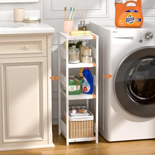 4 Tier Expandable Slim Storage Shelf, Metal Shelving Unit - Image 2