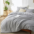 Bedsure Oversized Queen Comforter Set 3Pcs, Soft Light Grey Cationic Dyed by BEDSURE