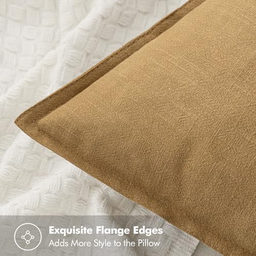 MIULEE Neutral Gold/Brown Linen Pillow Covers Pack of 4 Decorative Natural - Image 3