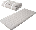 EMOOR Japanese Padded Futon Mattress Machi Small-Twin Gray, Gusset Foldable Storable Elastic Bands Floor Sleeping Guest Bed Tatami Mat