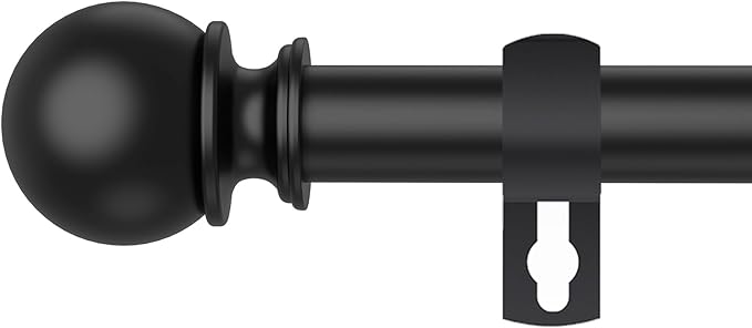 Black Curtain Rods for Windows 28 to 48 Inch, 5/8" Diameter Heavy Duty Metal by Poskena