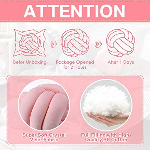 Namalu 7.87 Inches 2 Pcs Knot Pillow Decorative Throw Pillow, Light Pink - Image 6