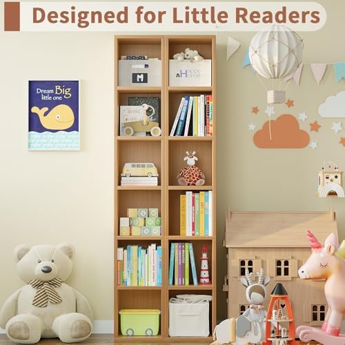 Zenira Corner Bookcase, Tall Narrow 6 Cube Storage Organizer, 6 Tier Shelf - Image 4