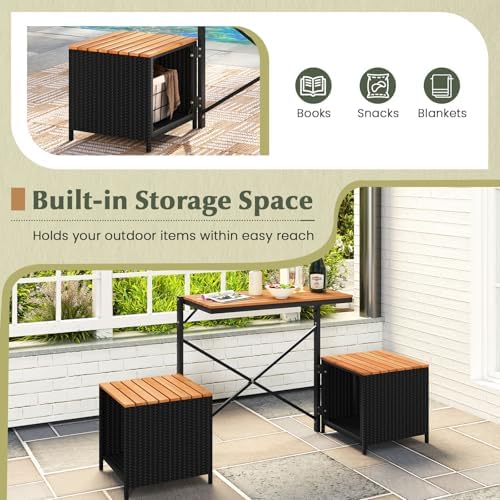 Tangkula 3-in-1 Convertible Bench Bar Table, Outdoor Folding Table & Chair - Image 4