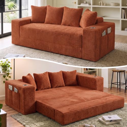 77" Convertible Futon Sofa Bed, Boneless Couch by Pionex