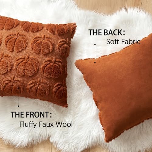 MIULEE Fall Pillow Covers Pumpkin Fall Decor 22x22 Dark Rust - Image 6