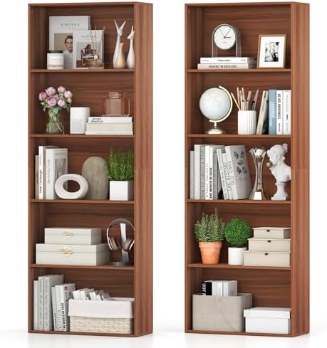 GIANTEX 5-Tier Bookshelf Set of 2, Freestanding Bookcase by Giantex
