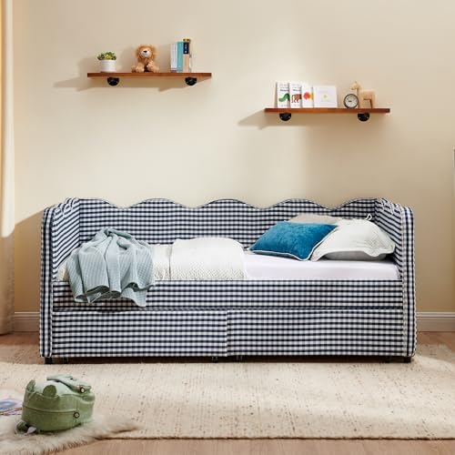KEIKI Twin Size Upholstery Gingham Daybed - Image 4