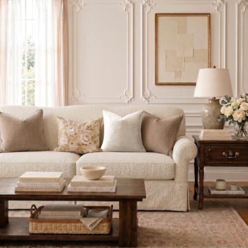 GIGIZAZA Velvet Pillow Covers 26x26 Decorative Pillows Pack of 2 Ivory - Image 2
