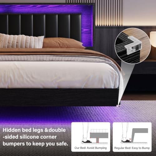 Belffin Full Size Floating LED Bed Frame, Modern Bed - Image 7